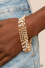 Load image into Gallery viewer, Experienced in Elegance - Gold (White Rhinestone) Bracelet
