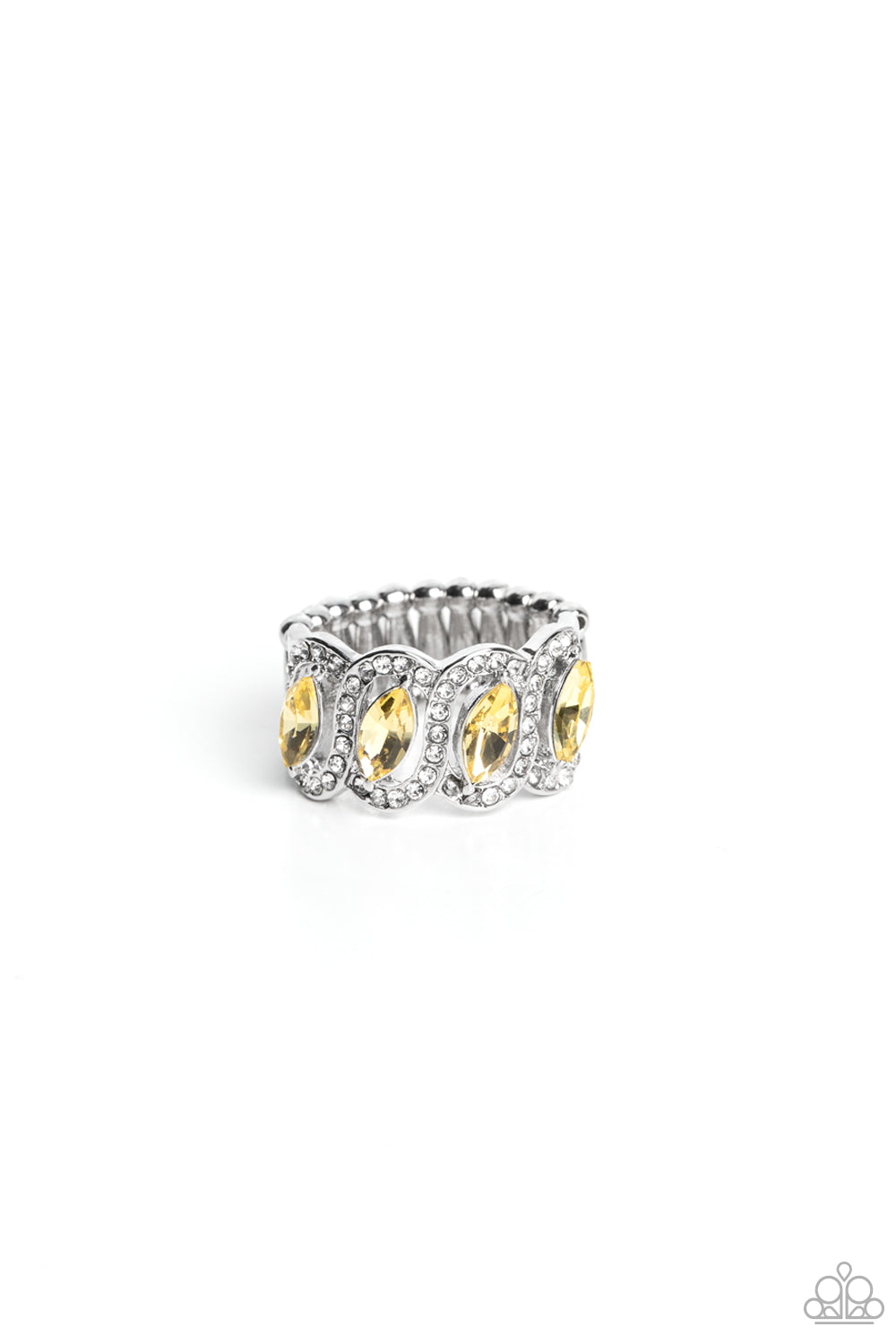 Staggering Sparkle - Yellow (Rhinestone) Ring