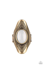 Load image into Gallery viewer, Pyramid Passage - Brass (Opal White Bead) Ring

