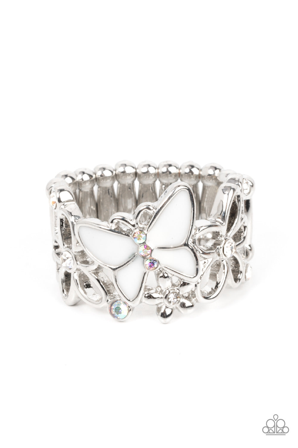 All FLUTTERED Up - White (Butterfly) Ring