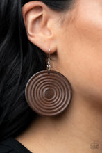 Load image into Gallery viewer, Caribbean Cymbal - Brown (Wood) Earring
