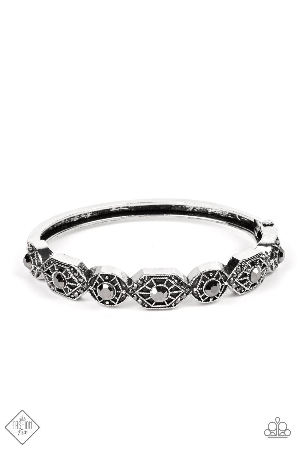 Eye-Opening Opulence - Silver (Hematite Rhinestone) Bracelet (MM-0822)