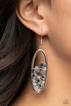 Load image into Gallery viewer, Prismatic Poker Face - Silver (Smoky Rhinestone) Earring
