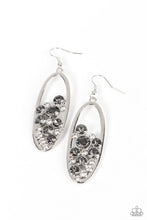 Load image into Gallery viewer, Prismatic Poker Face - Silver (Smoky Rhinestone) Earring
