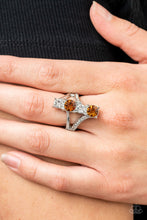 Load image into Gallery viewer, Duplicating Dazzle - Brown (Topaz and White Rhinestone)Ring
