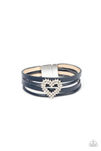 Load image into Gallery viewer, Wildly in Love - Blue (White Rhinestone Heart) Bracelet
