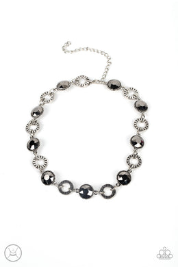 Rhinestone Rollout - Silver (Hematite) Necklace freeshipping - JewLz4u Gemstone Gallery