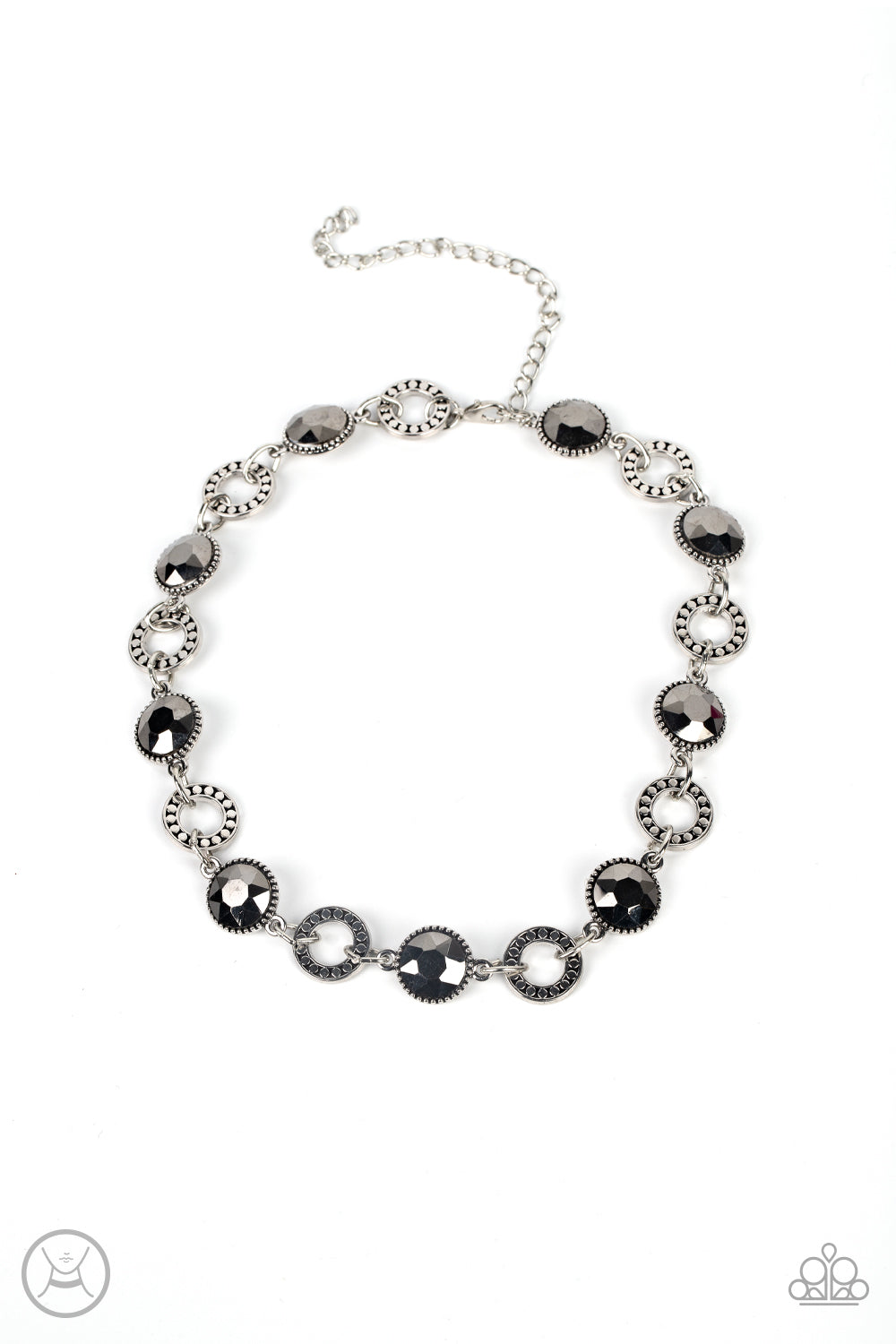 Rhinestone Rollout - Silver (Hematite) Necklace freeshipping - JewLz4u Gemstone Gallery