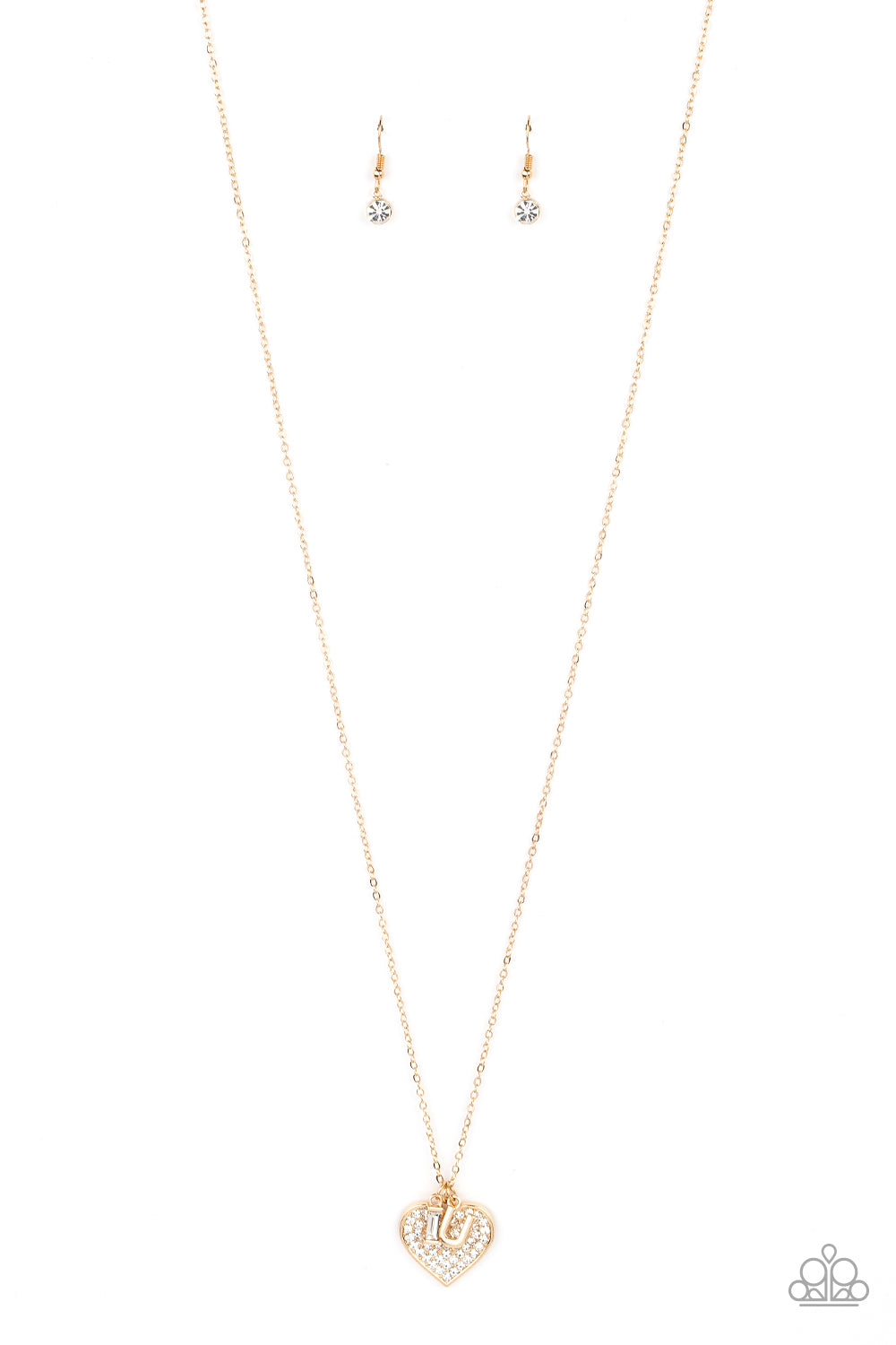 Letters of Love - Gold (Heart Rhinestone) Necklace freeshipping - JewLz4u Gemstone Gallery