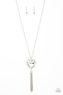 Finding My Forever - White (Heart Rhinestone) Necklace freeshipping - JewLz4u Gemstone Gallery