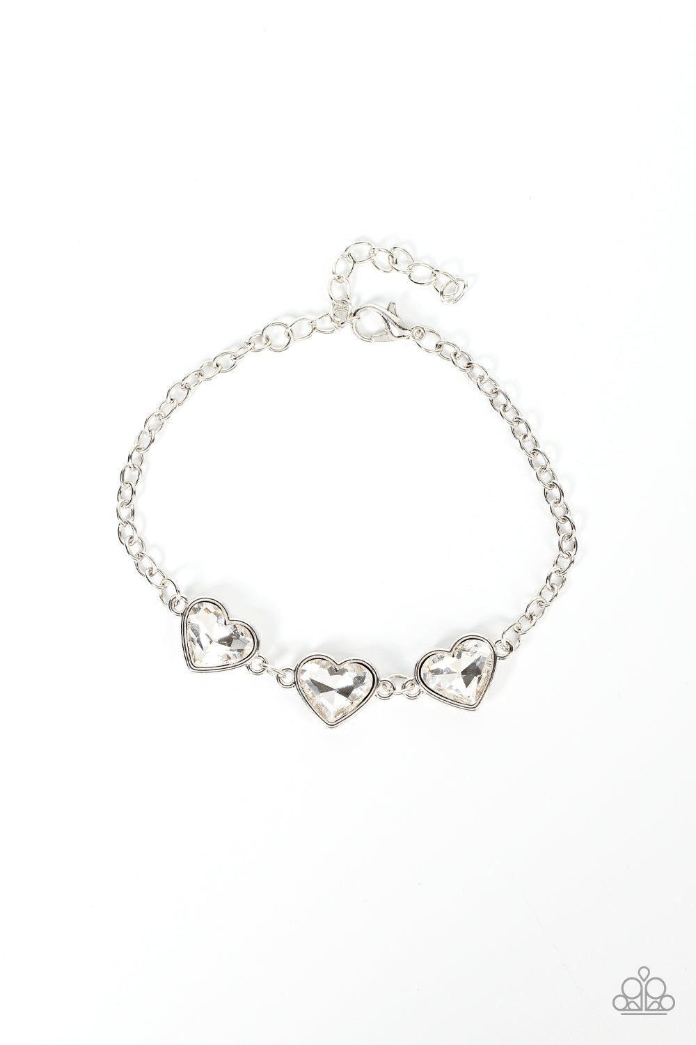 Little Heartbreaker - White (Heart Rhinestone) Bracelet freeshipping - JewLz4u Gemstone Gallery