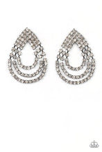 Load image into Gallery viewer, Take a POWER-Stance - Black (Gunmetal/White Rhinestone) Post Earring
