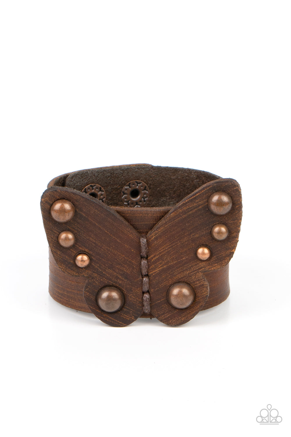 Butterfly Farm - Copper (Studs) Leather Butterfly Bracelet