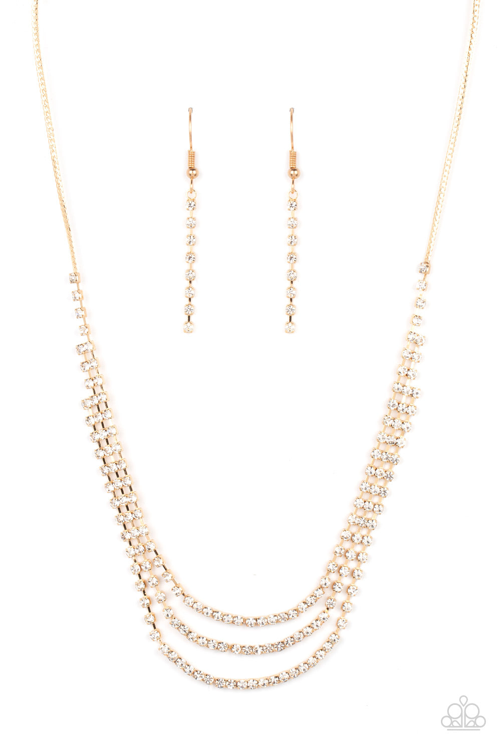 Surreal Sparkle - Gold (White Rhinestone) Necklace