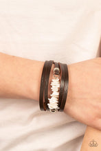 Load image into Gallery viewer, Tropical Trek - White  Stone (Brown Leather) Bracelet
