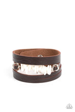 Load image into Gallery viewer, Tropical Trek - White  Stone (Brown Leather) Bracelet
