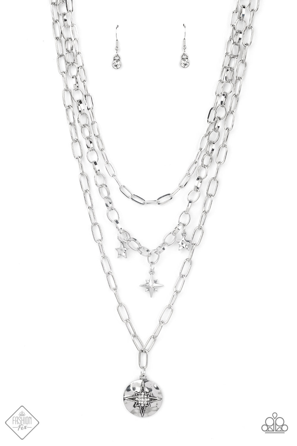 Under the Northern Lights - White Rhinestone (Silver) Necklace (SS-0422)