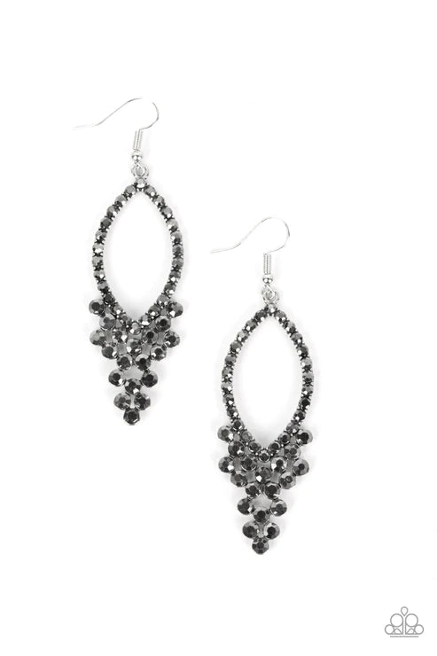 GLOWING off the Deep End - Silver (Smoky Hematite) Earring