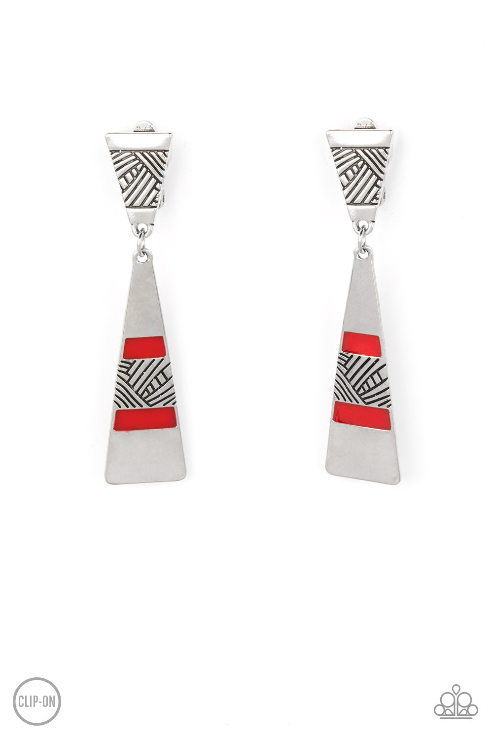 Safari Seeker - Red Clip-On Earring