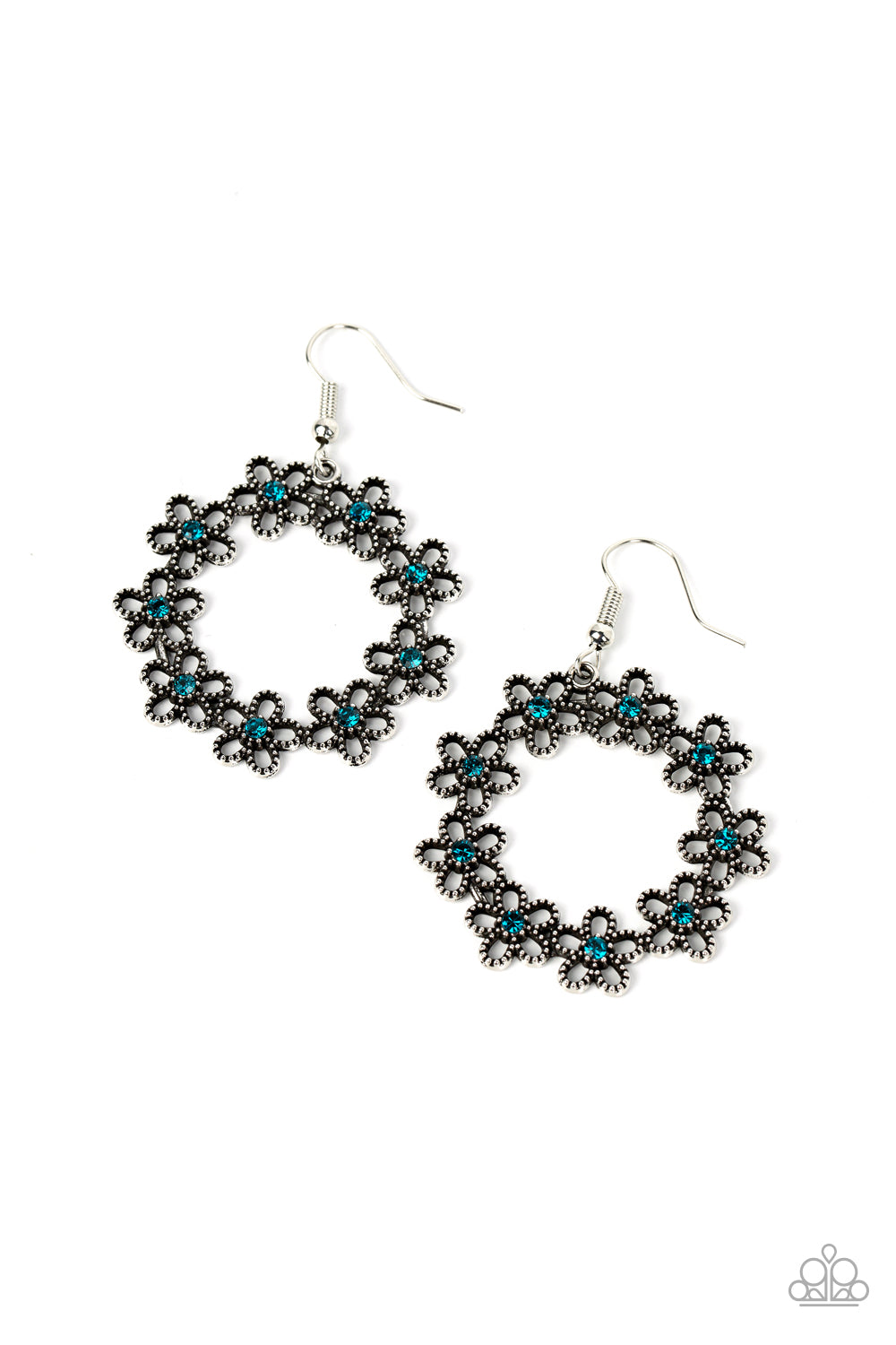 Floral Halos - Blue (Rhinestone Center) Earring