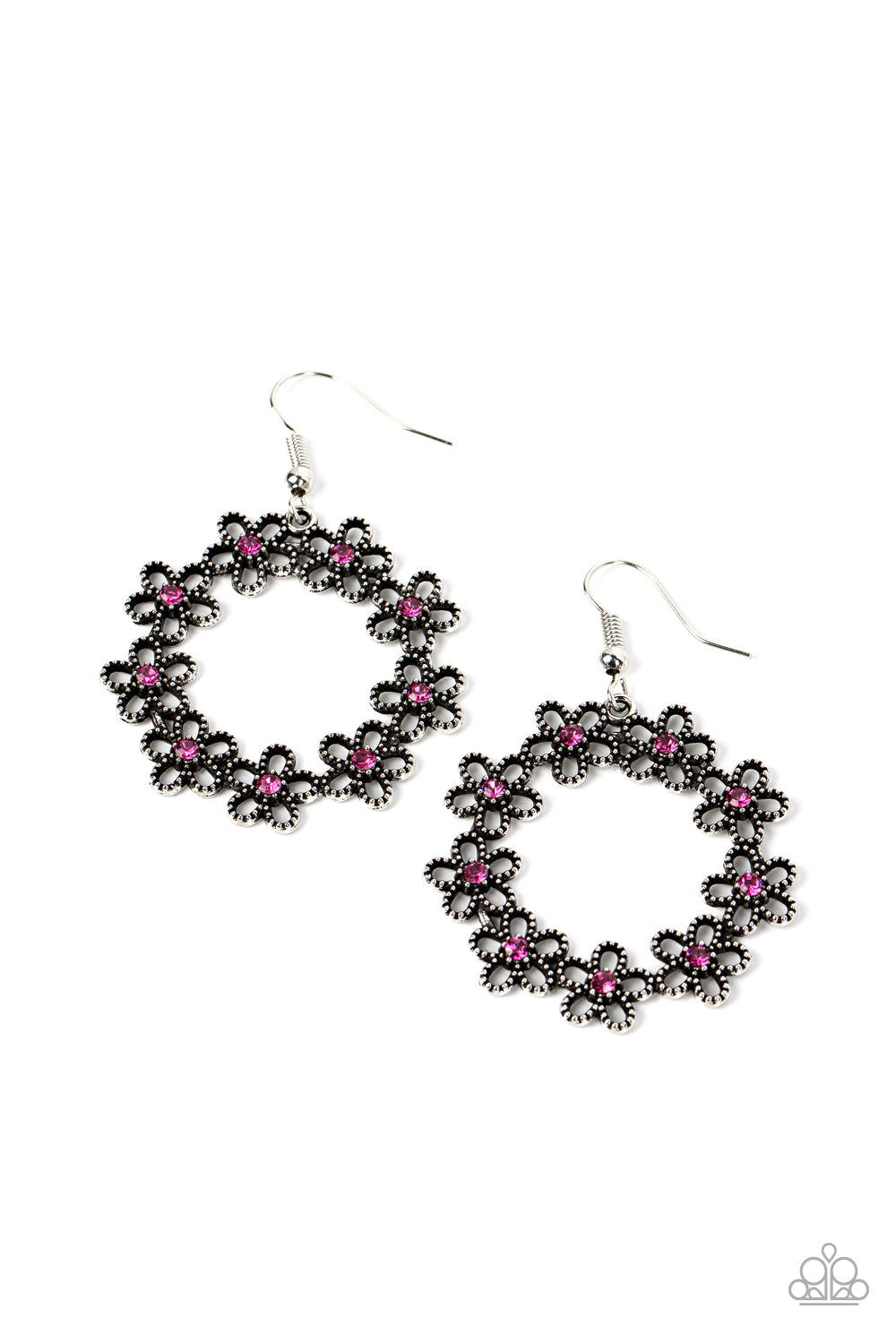 Floral Halos - Pink (Rhinestone Center) Earring