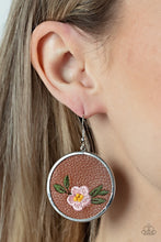 Load image into Gallery viewer, Prairie Patchwork - Pink (Embroidered Flower) Earring
