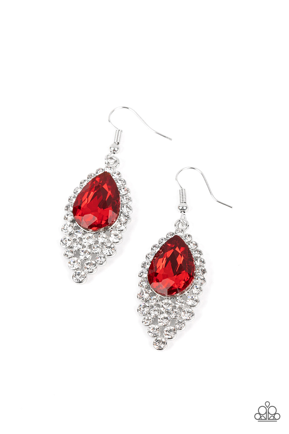 Glorious Glimmer - Red (Teardrop Gem) Earring