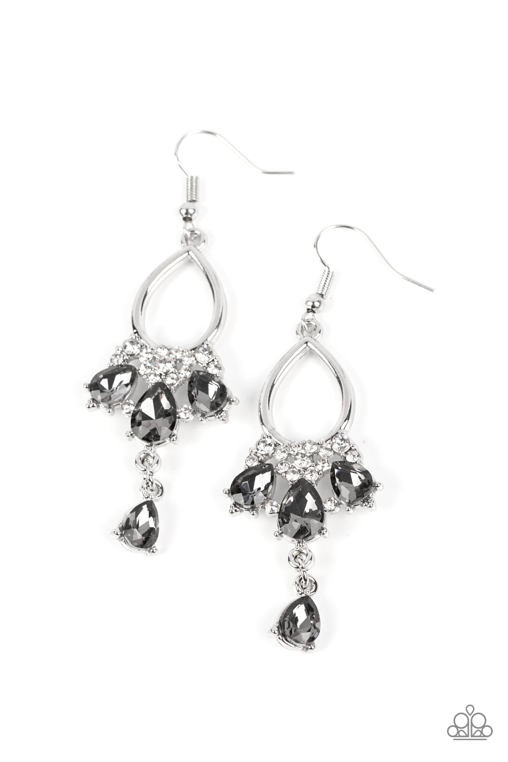 Coming in Clutch - Silver (Smoky Rhinestone) Earring