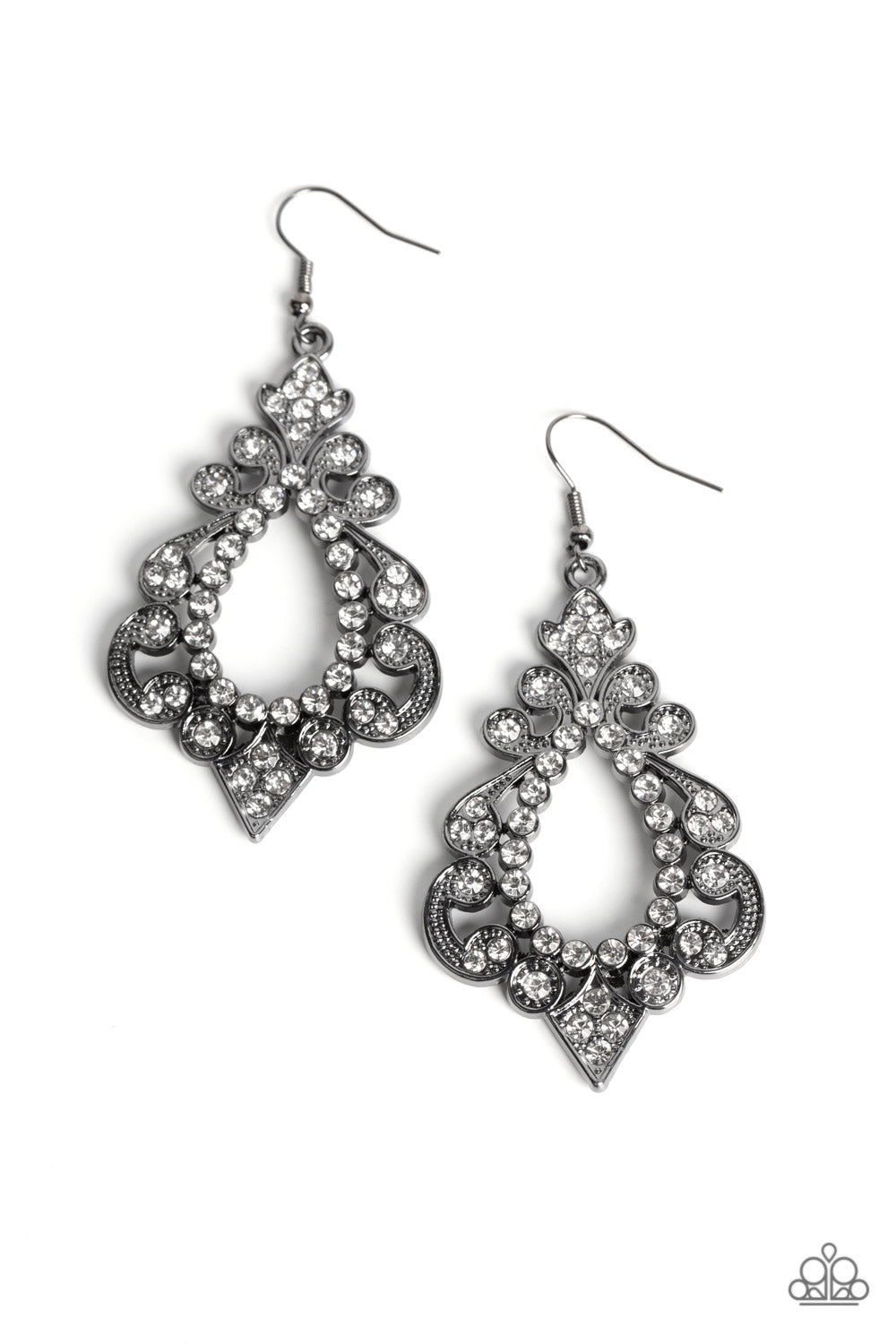 Fit for a DIVA - Black (Gunmetal/White Rhinestone) Earring