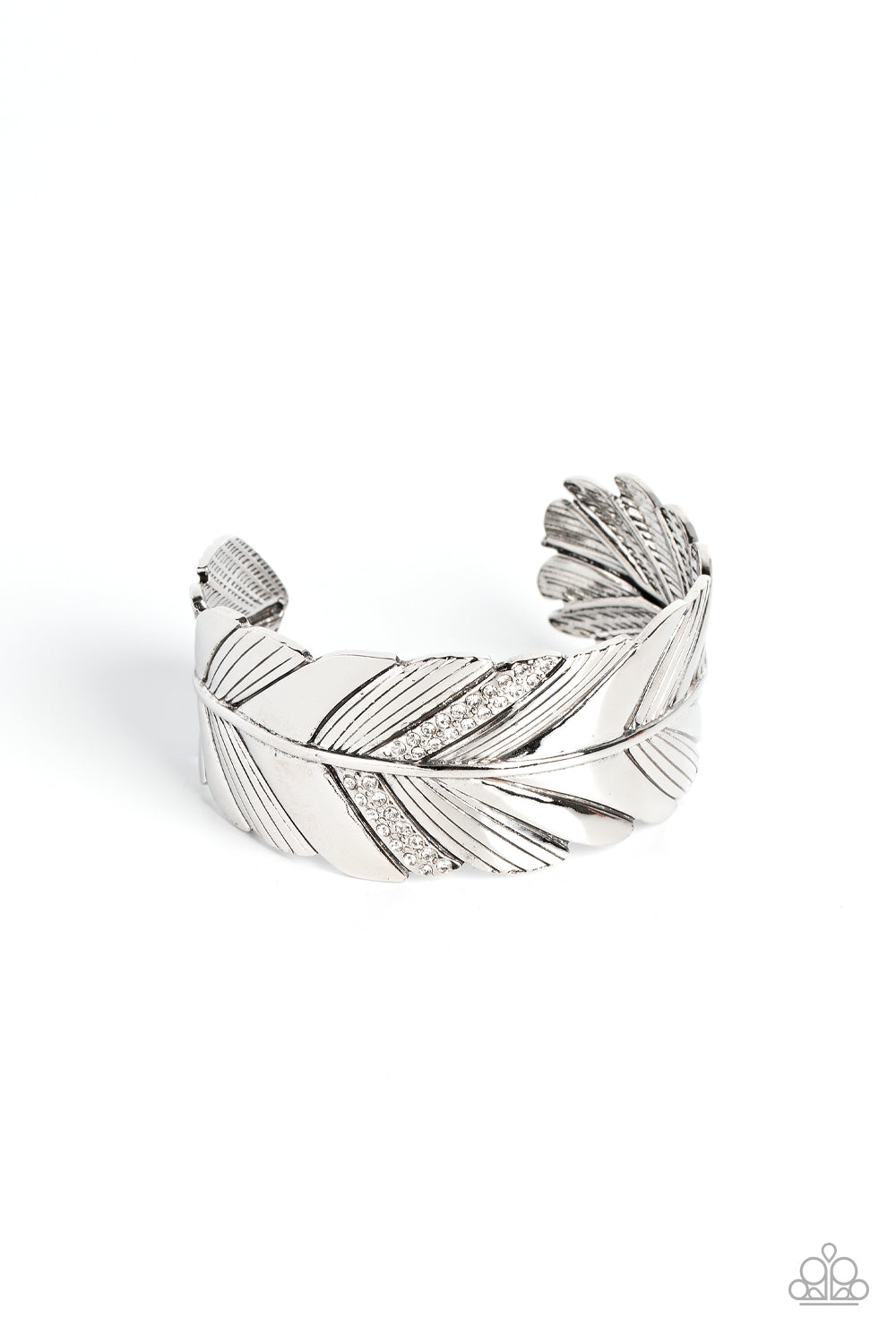 Party FOWL - White Rhinestone (Silver Feather) Bracelet