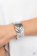 Load image into Gallery viewer, Party FOWL - White Rhinestone (Silver Feather) Bracelet
