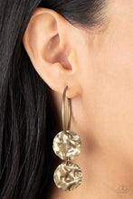 Load image into Gallery viewer, Sending Shock Waves - Brass Hoop Earring
