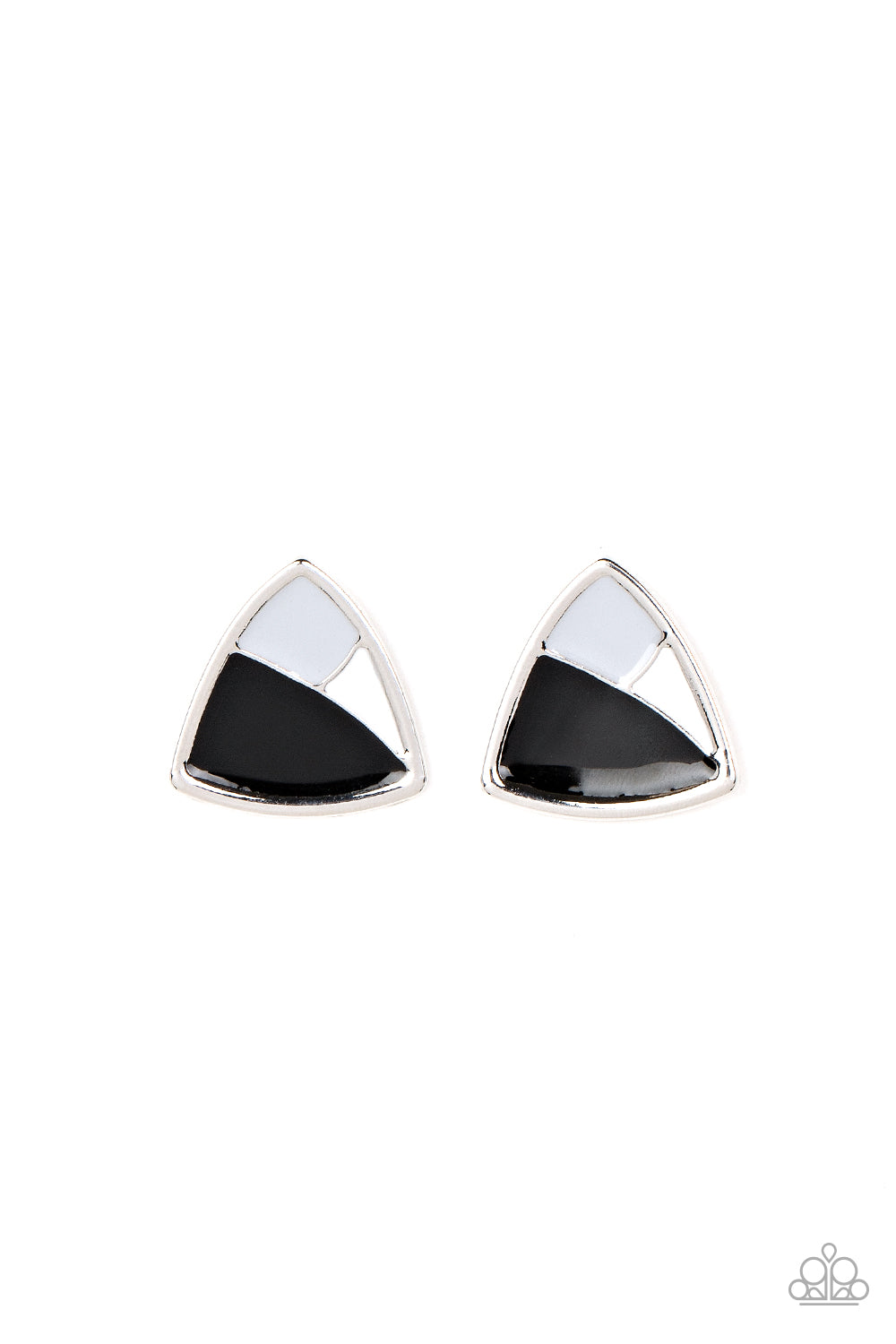 Kaleidoscopic Collision - Black (White Accents) Post Earring