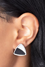 Load image into Gallery viewer, Kaleidoscopic Collision - Black (White Accents) Post Earring
