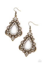 Load image into Gallery viewer, Fit for a DIVA - Brass (White Rhinestone) Earring
