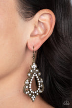 Load image into Gallery viewer, Fit for a DIVA - Brass (White Rhinestone) Earring
