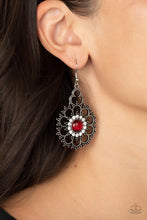 Load image into Gallery viewer, Floral Renaissance - Red (White Rhinestone) Earring
