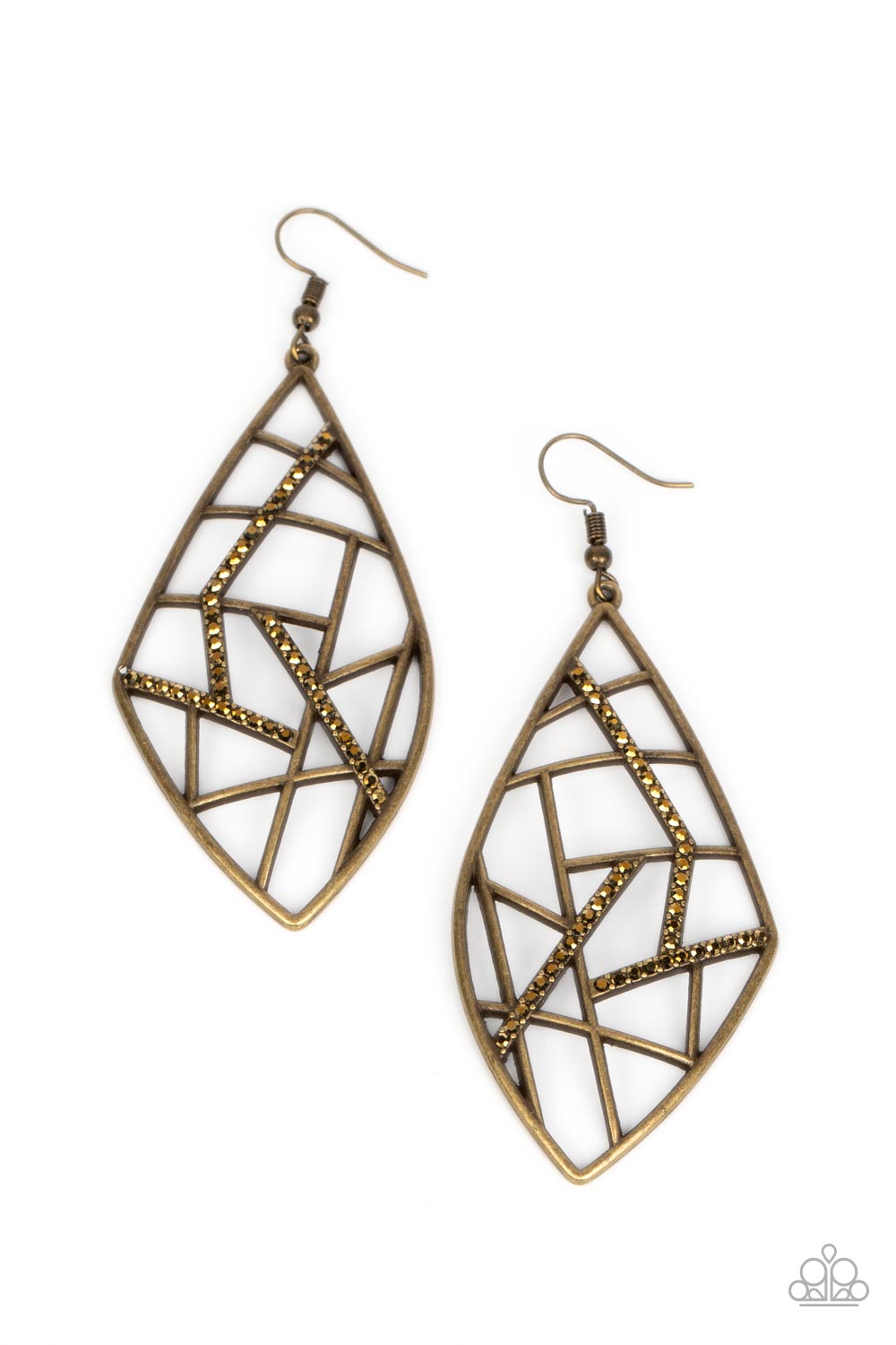 Geo Grid - Brass (Aurum Rhinestone) Earring