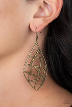 Load image into Gallery viewer, Geo Grid - Brass (Aurum Rhinestone) Earring
