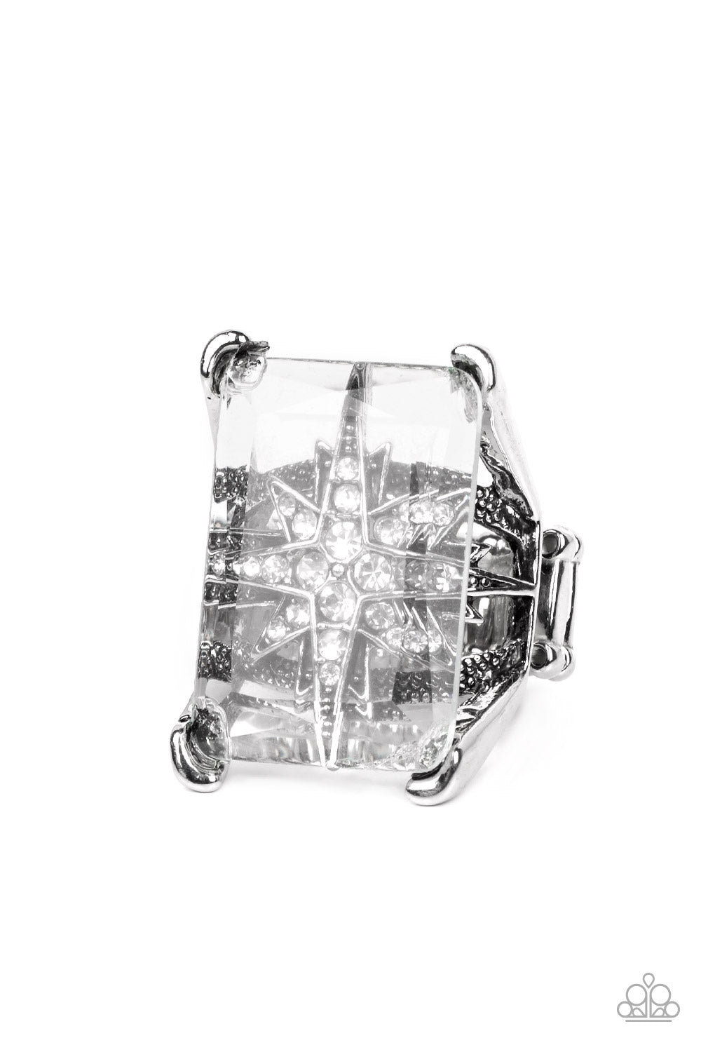 Starry Serenity - White (Rhinestone - Glassy Pane) Ring