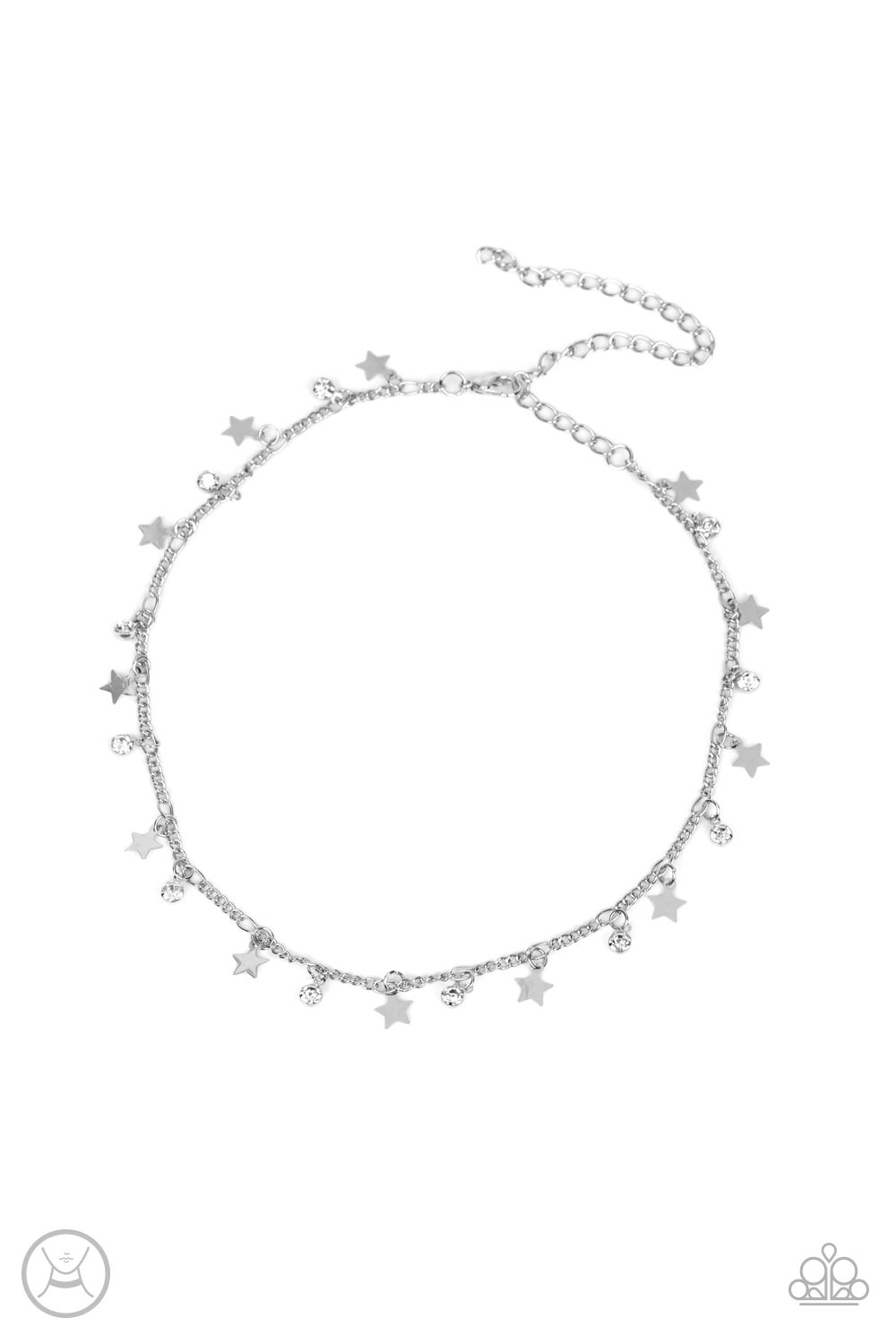 Little Lady Liberty - White (Rhinestone )Star Choker Necklace