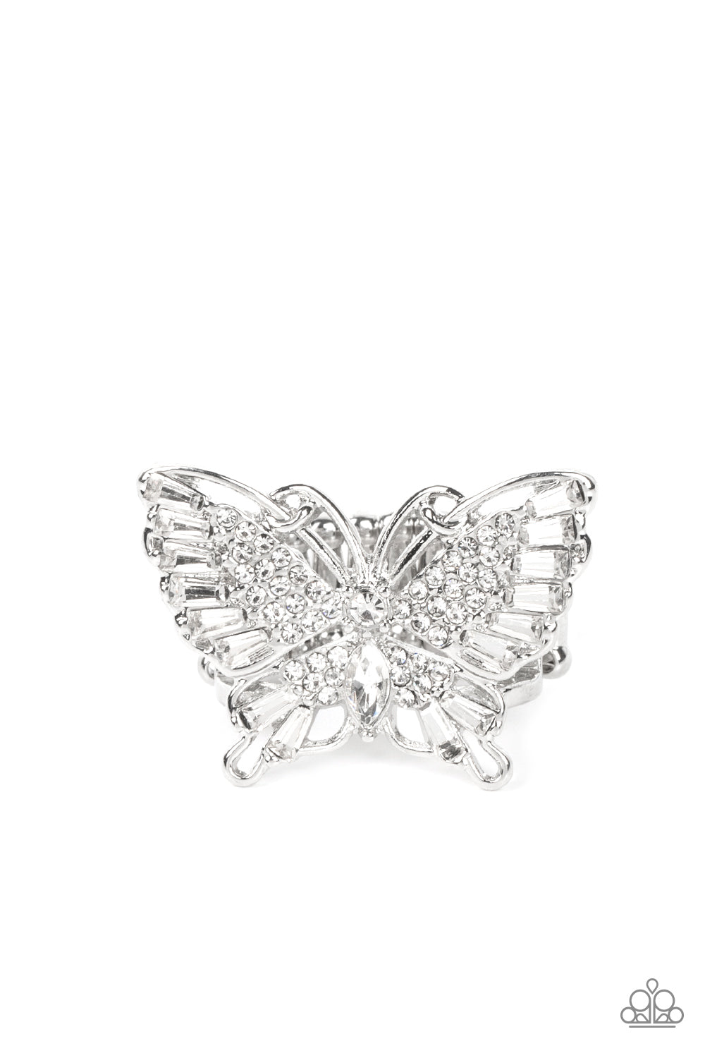 Fearless Flutter - White (Rhinestone) Ring