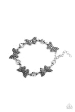 Load image into Gallery viewer, Has a WING to It - (White Rhinestone) Silver Butterfly Bracelet
