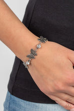 Load image into Gallery viewer, Has a WING to It - (White Rhinestone) Silver Butterfly Bracelet
