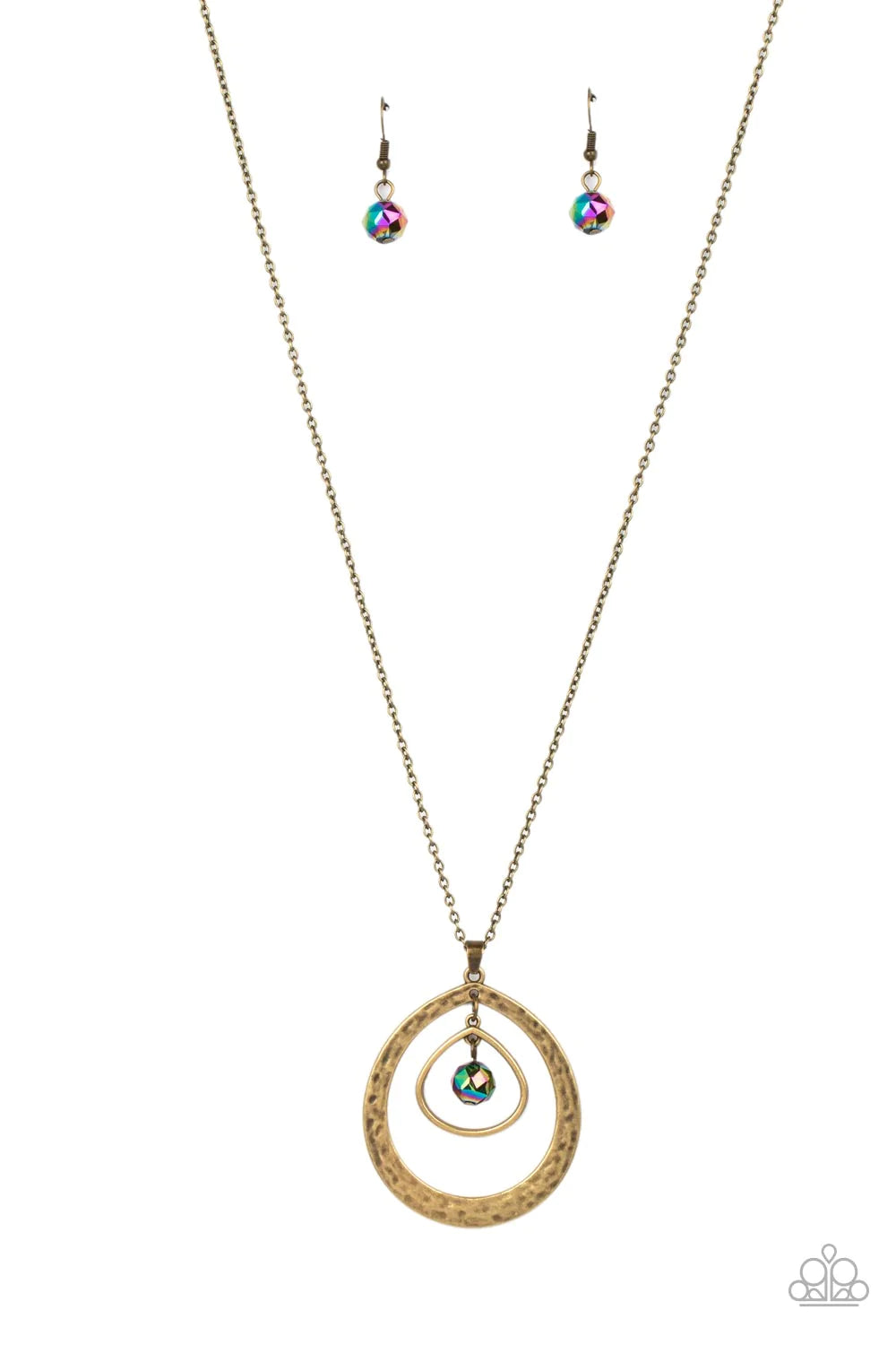 Tasteful Teardrops - Brass Necklace (Oil Spill)