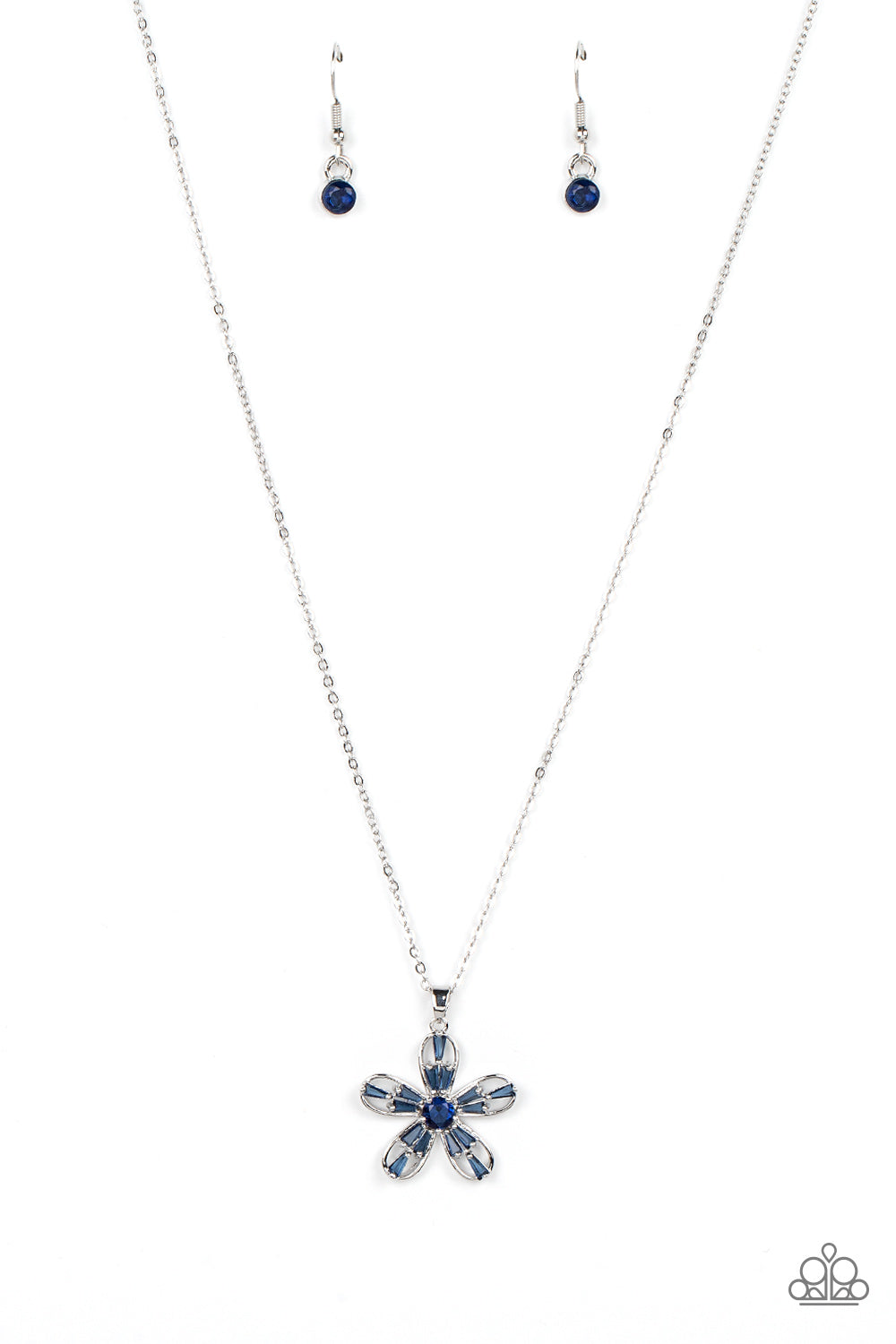 Botanical Ballad - Blue (Rhinestone) Floral Pendant Necklace