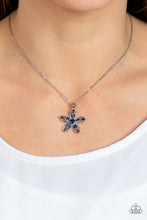 Load image into Gallery viewer, Botanical Ballad - Blue (Rhinestone) Floral Pendant Necklace
