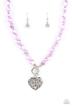 Load image into Gallery viewer, Color Me Smitten - Purple (Pearly Heart Beads) Necklace
