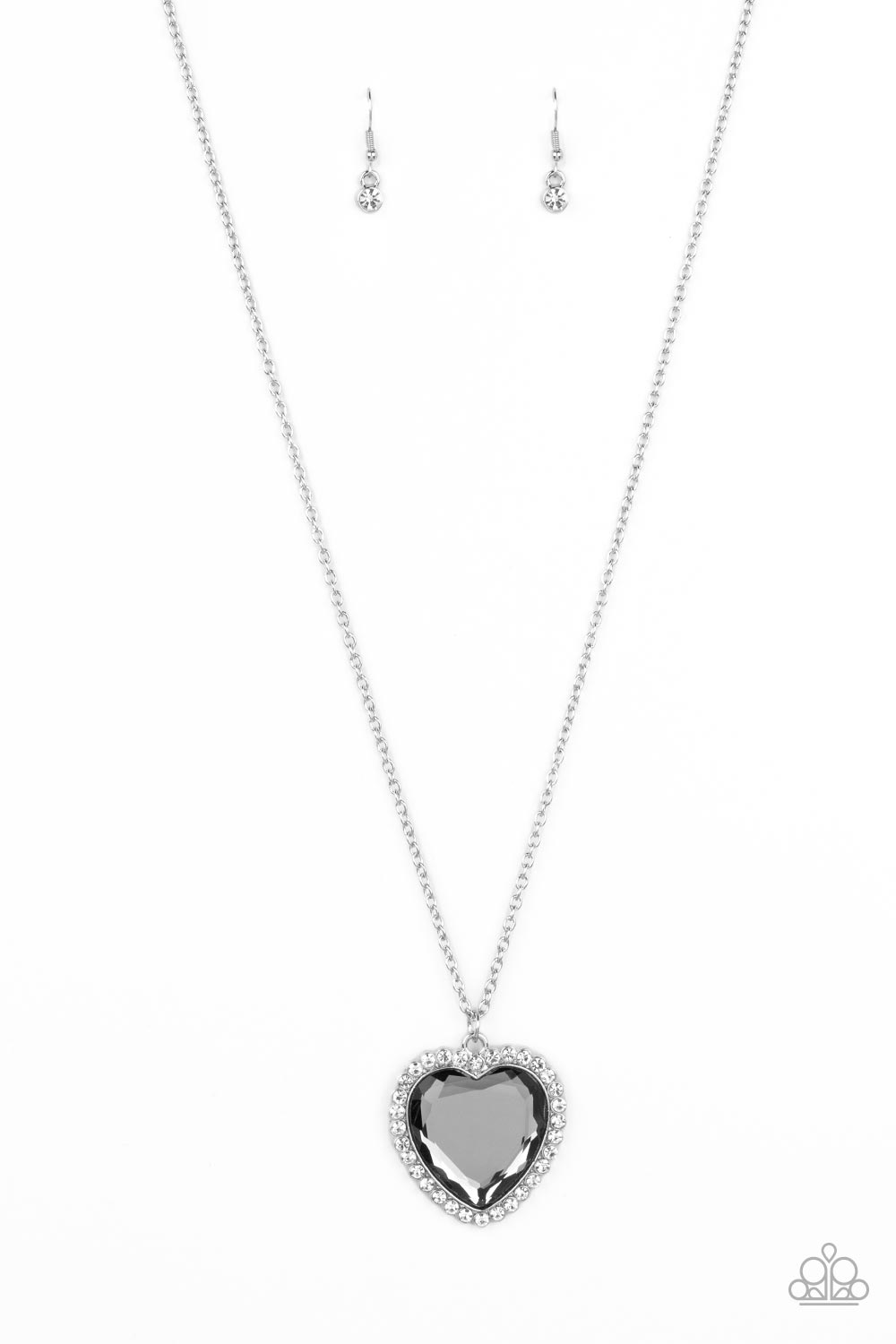 Prismatically Twitterpated - Silver (Smoky Heart) Necklace