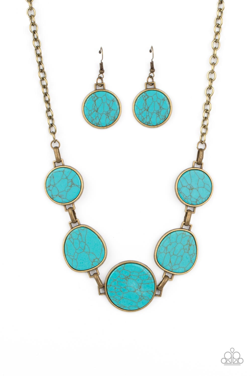 Santa Fe Flats - Brass (Turquoise) Necklace